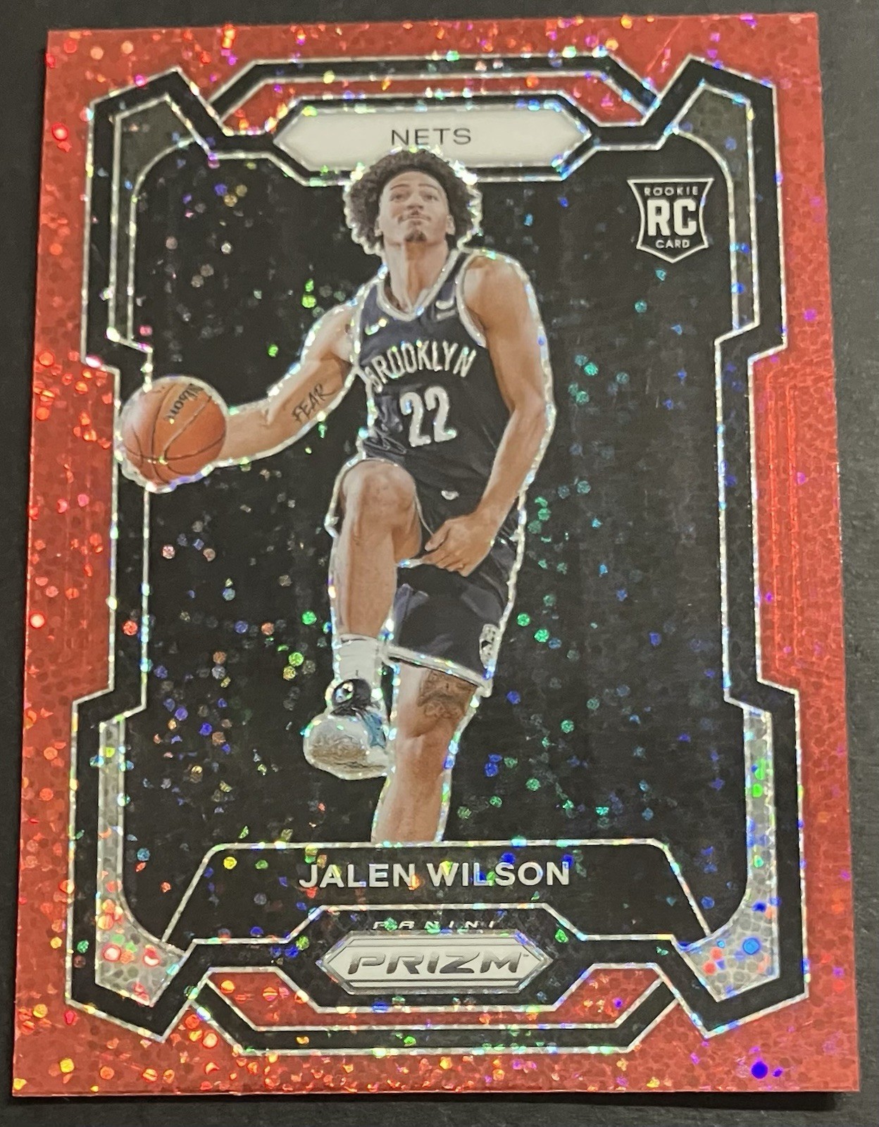 2023-24 Panini Prizm No Huddle Red Sparkle Prizm Jalen Wilson #128 Rookie RC