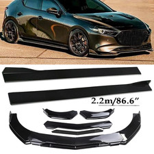 For Mazda 2 3 5 6 Glossy Black Front Bumper Lip Splitterside Skirts Kit B
