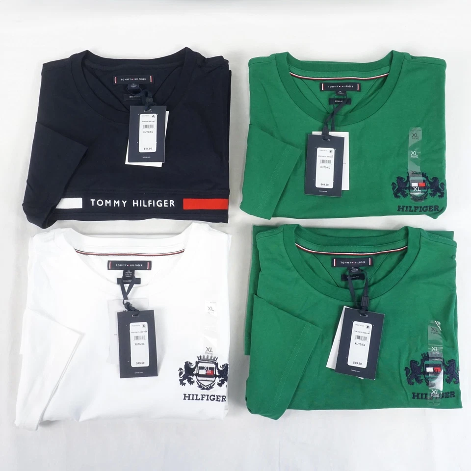 Tommy Hilfiger Assorted Style Logo Short Sleeve T-Shirts - Men's XL Lot of 4