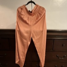 Women s Peach Satin Pants Solid Pattern Regul...