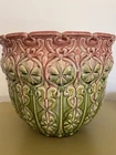 Weller Majolica  Jardinere green / pink vintage planter pottery 11’ Inches wide