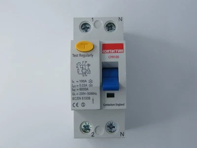 2 x Contactum CPR100 100 amp 30ma RCD