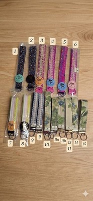 Handmade With Floral Fabric Wristlet Key Chain, Lace Accents, Multicolor