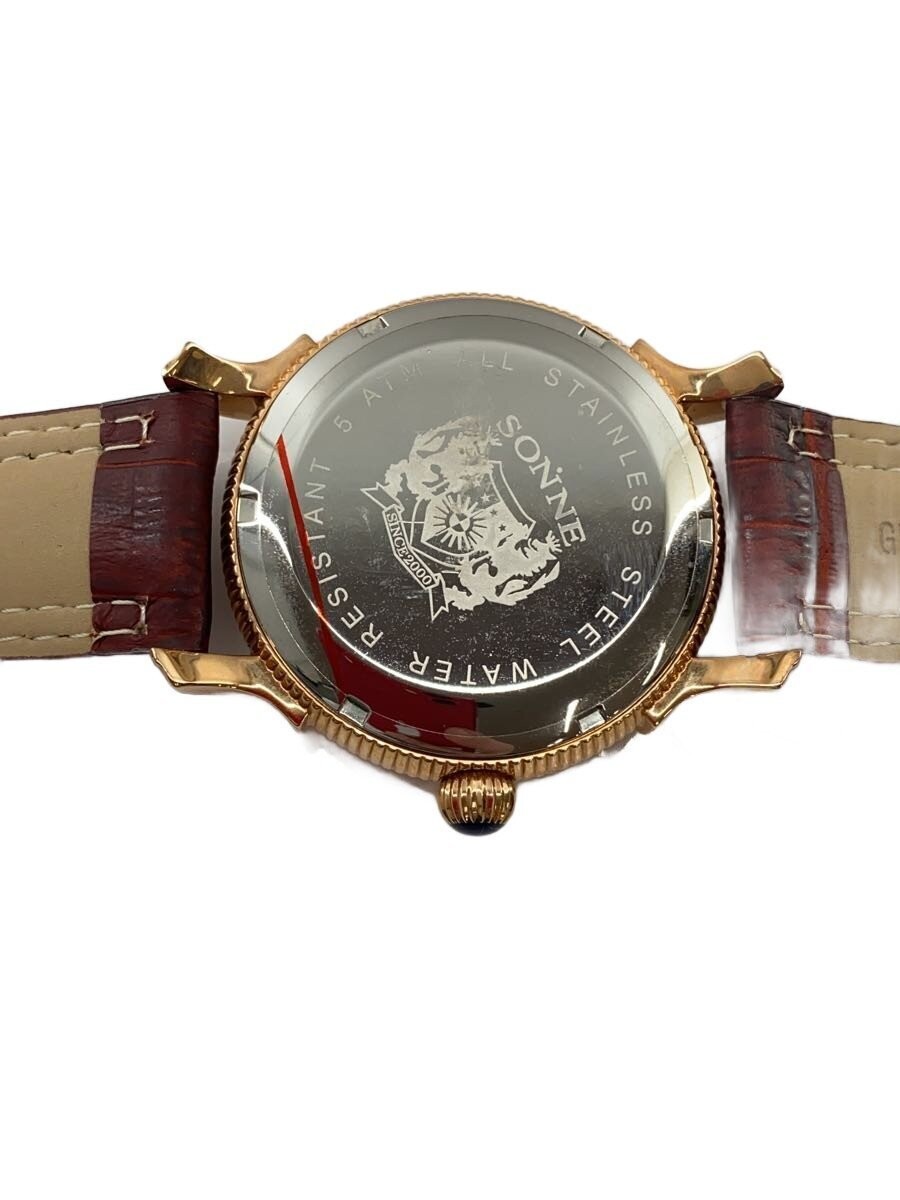 SONNE Automatic Analog Watch Silver Case Leather … - image 3