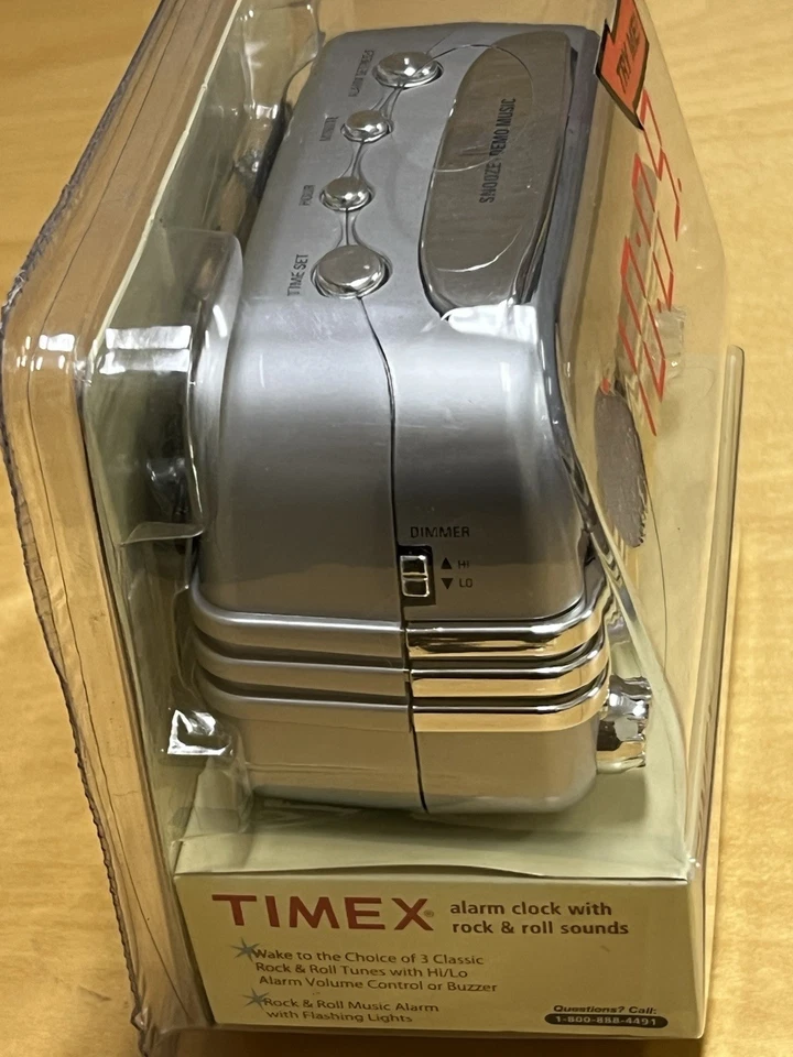 NEW Timex T-147S Digital Alarm Clock with Rock & Roll Sounds Retro Music Lights - Image 4 of 4