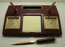 Bulova Parkston Executive Collection Mahogany Desk Set Number B7250 HM