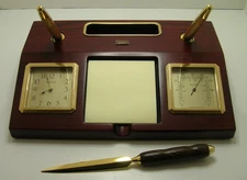 Bulova Parkston Executive Collection Mahogany Desk Set Number B7250 HM