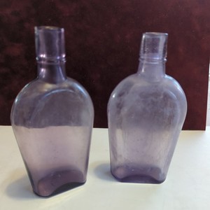 (2) 1800s Era Amethyst Coffin Bottles