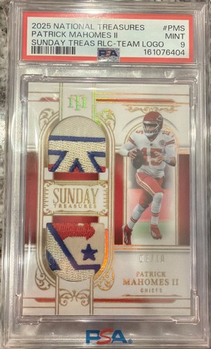2025 Panini National Treasures Patrick Mahomes Sunday Treasures Gold /10 PSA 9