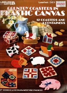 Leisure Arts 321 COUNTRY COASTERS Plastic Canvas Pattern Leaflet