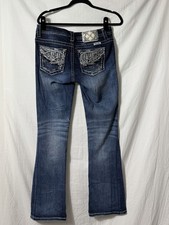 Miss Me Womens Bootcut Jeans Blue Low Rise St...