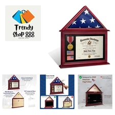 Flag Display Case Box for Folded 3'x5' American Flag Solid Wood Military Flag...