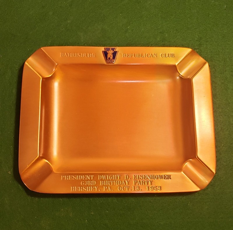 President Dwight D. Eisenhower Ashtray 1953 Birthday Party Harrisburg Pa. Bronze