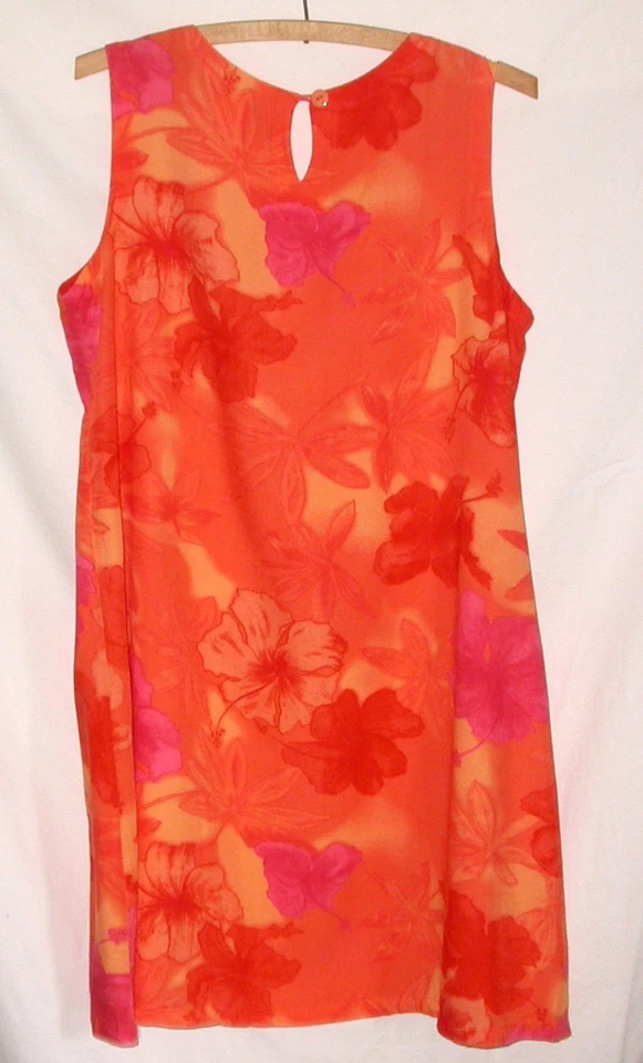 Vestido sin mangas estampado floral hawaiano talla M coral/naranja menta bahía Foto 3 de 4