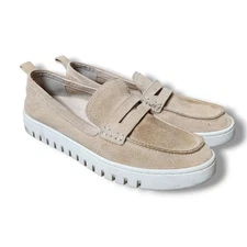 Vionic Womens Uptown Penny Loafers Size 9 Tan Beige Suede Comfort Flex Shoes