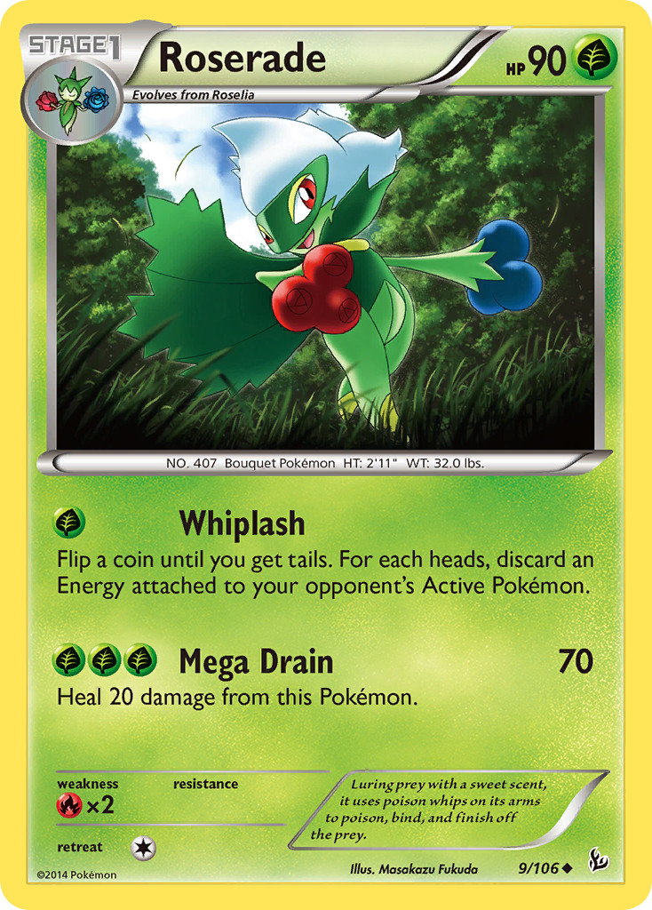 ROSERADE 9/106 UNCOMMON FLASHFIRE POKEMON MP/HP