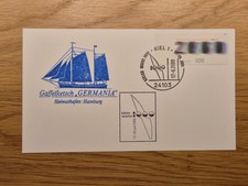 Postkarte mit Schiffsstempel Kieler Woche  2000, Gaffelketsch Germania