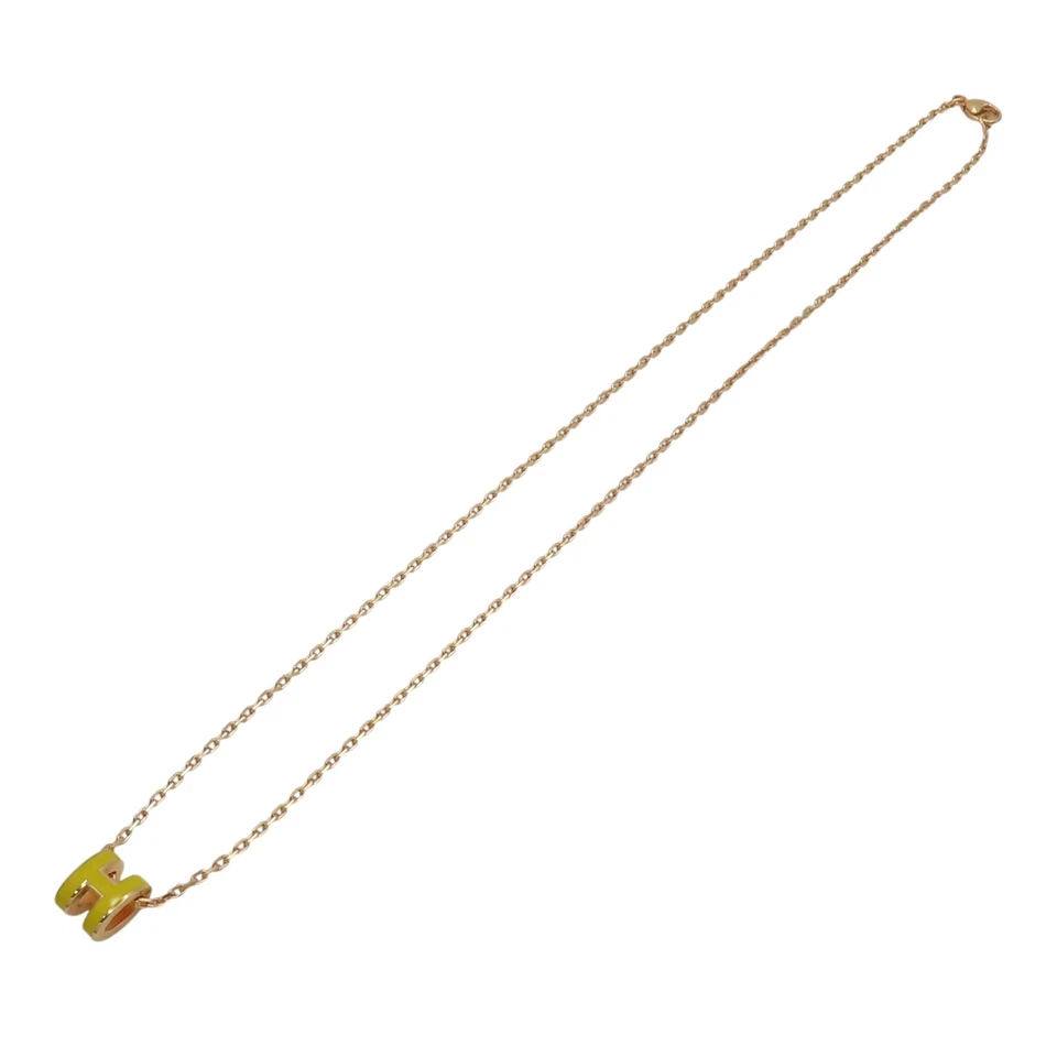 Collar HERMES Mini Pop H Esmalte Amarillo Chapado en Oro Rosa Foto 3 de 4
