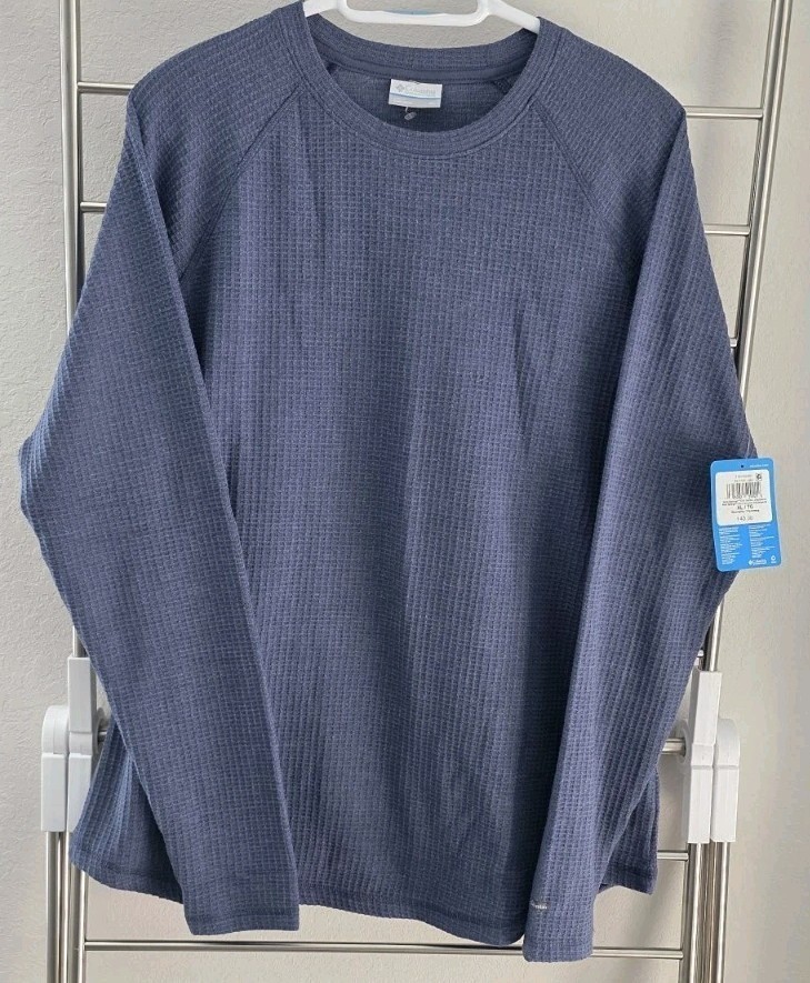 Columbia Holly Springs Waffle Thermal Shirt Women XL Blue Long Sleeve thumbnail 2