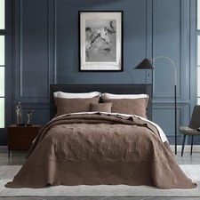 Oversized King Bedspread 128x120 Extra Wide Quilted Coverlet Bedding Set