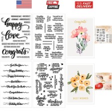 4 Pcs Stamps for Crafting Words Clear Blessing Sentiment Words Silicone Stamp...