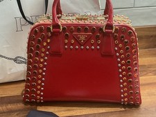 PRADA RED SAFFIANO JEWELLED LIMITED EDITION BAG.