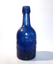 Cobalt Blue Squat Soda or Beer SEITZ & BRO EASTON PA - Iron Pontil