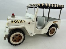 Vintage Tonka Police Jeep Pressed Steel w/Black White Canopy