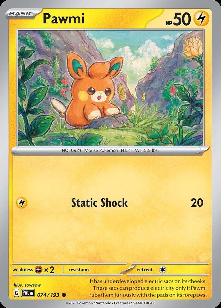 Pokemon Pawmi (74/290) Paldea Evolved LP REVERSE HOLO