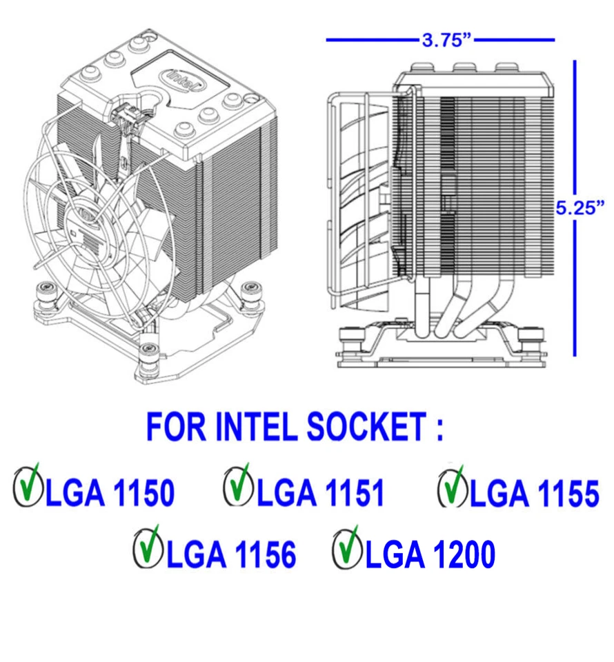 Intel XTS100H Extreme Tower Heatsink Gaming Cooler for LGA 1150,1151,1155,1200 - Image 4 of 4