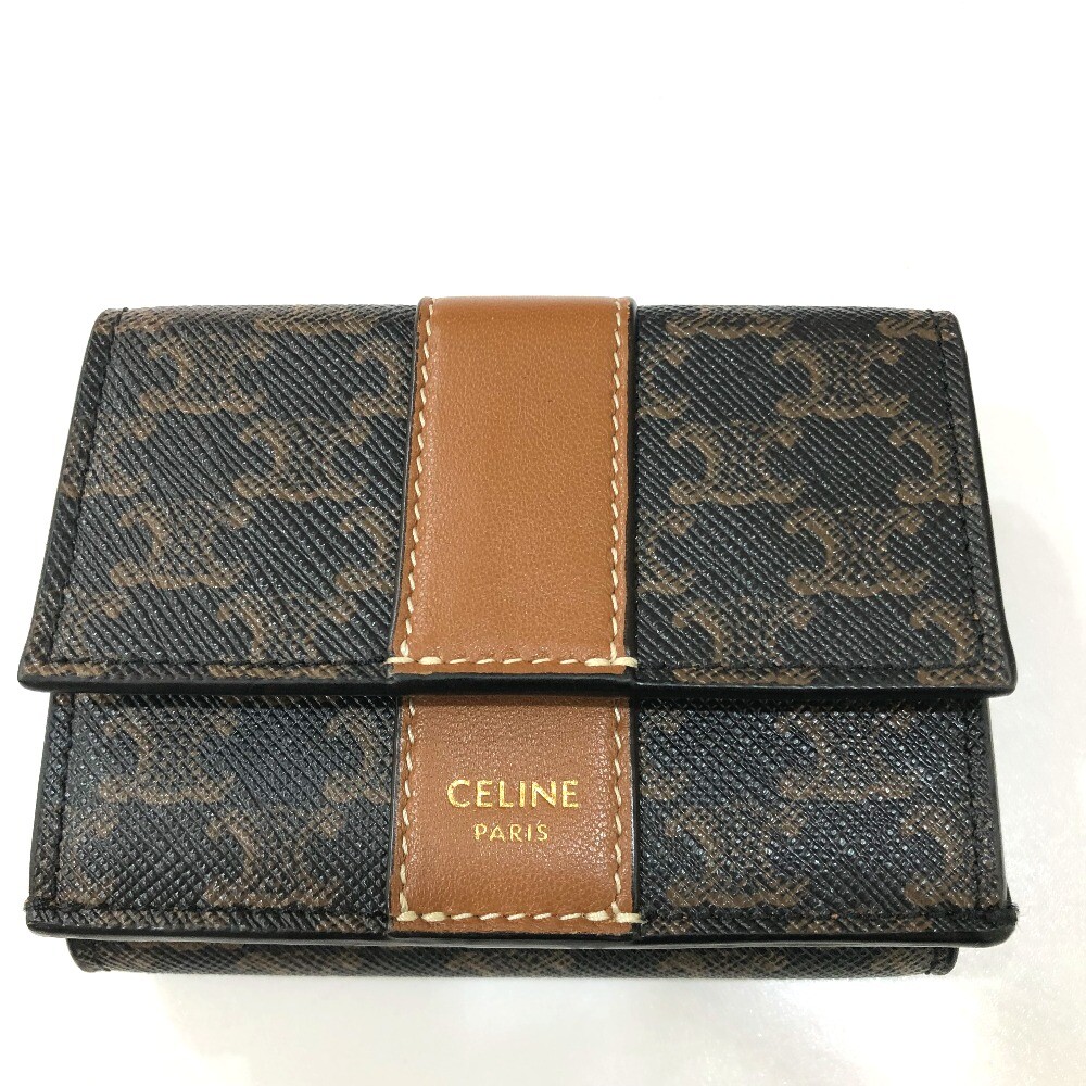 【新品・未使用】CELINE small Trifold Walvet CELINE Triomphe Small trifold Compact wallet Trifold wallet