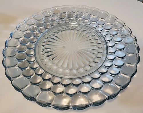 2 Anchor Hocking Bubble Sapphire Light Blue 9 1/2” Glass Dinner Luncheon Plate