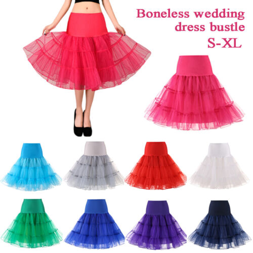 Underskirt Boneless Solid Color Mesh Skirt Swin Dress Party A-Line Skirt Vintage - Picture 1 of 40