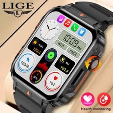LIGE Smartwatch 1.95" Health Monitoring Watches IP68 Waterproof Sport Fitness