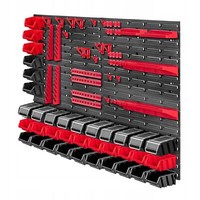 Kadax Werkstattwandregal, Wandplatten, 116 X 78 Cm, Rot Und Schwarz, 80 Tlg.