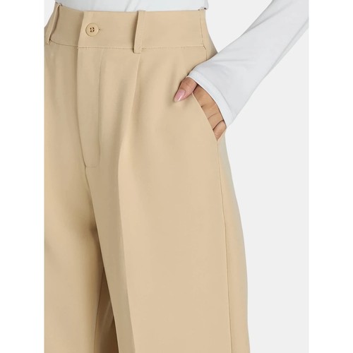 Madden NYC Ankle Pants Women's S Ivory Pleated Wide Leg High Rise Polyester - Picture 4 of 5
