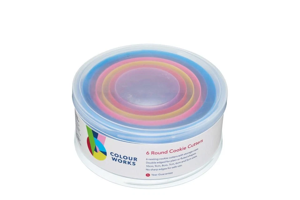 Cookie Cutter Set 6 Piece Smooth and Fluted - Multicolor Round - Image 2 of 4