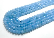 Top Grade AAA Blue Aquamarine Faceted Rondelle 4mm x 6mm Gemstone Beads - RDF86