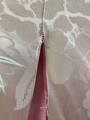 Japanese Kimono Robe Vintage Silk Peach Floral Light Staining - 第 17/18 張圖片