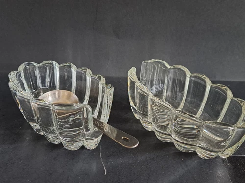Vtg Princess House Crystal Utensil Spoon & Fork Holders, Set of 2, #438 Preowned