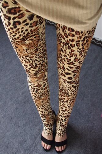 Leggings donna moda slim fit sexy leopardati elasticizzati skinny stretti pantaloni a matita - Foto 2 di 8