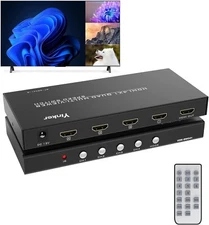 New - Yinker HDMI Multi-viewer 4x1, HDMI Quad Switcher 4 in 1 Out, Supports 4 Di