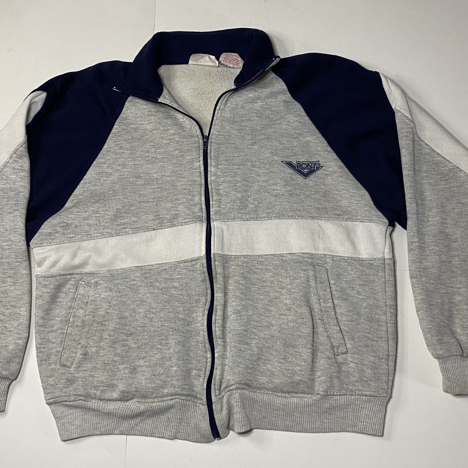 Giacca tuta felpata vintage marca PONY full zip anni 90 retrò taglia XL