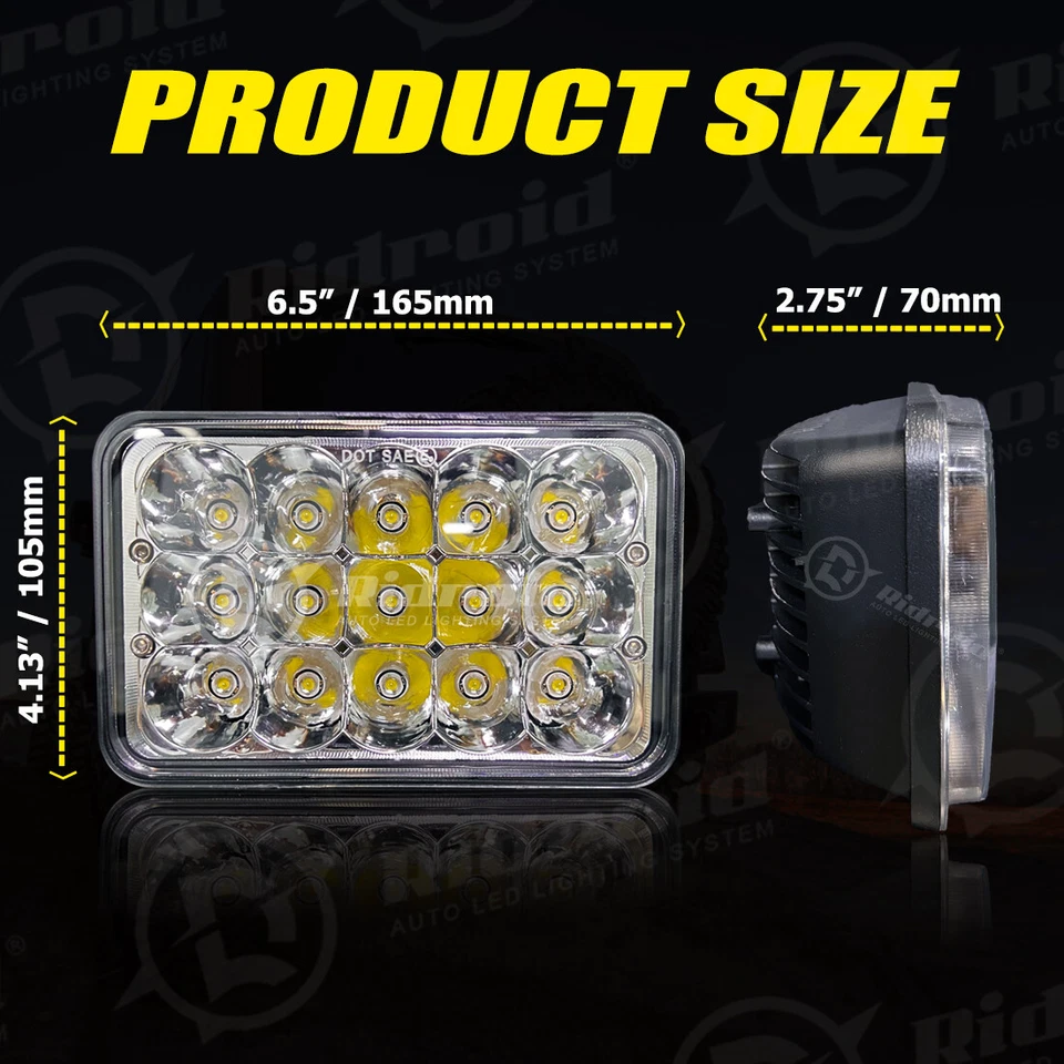 4x For Freightliner FLC/D Classic XL DOT Approved 4x6''LED Headlights HI-LO Beam - Image 2 of 4