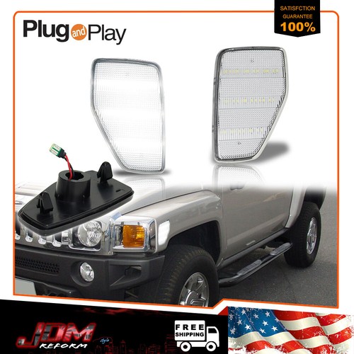 ThreeRow White LED Clear Front Side Marker Lights For 20062010 Hummer