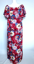 Studio Floral Off The Shoulder Maxi Dress - Size 16/18, Red / Side Splits