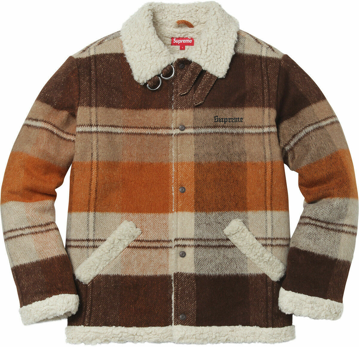Supreme F/W 17 Plaid Shearling Bomber Jacket Brown Size Supreme F/W 17 Plaid Shearling Bomber Jacket Brown Size