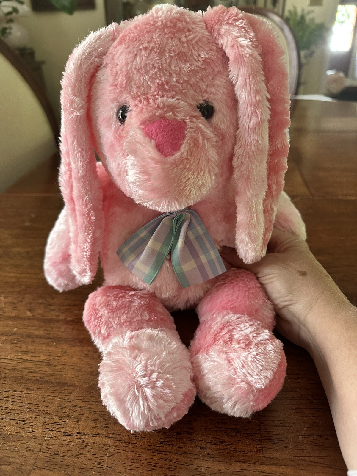 Dan Dee pink plush Bunny Rabbit floppy long Pink ears textured fur w ...