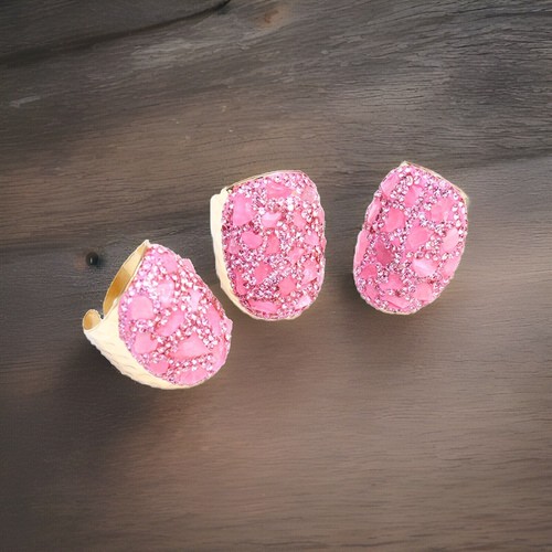 14k Gold Sparkly Barbie Pink Adjustable Ring - Picture 6 of 7