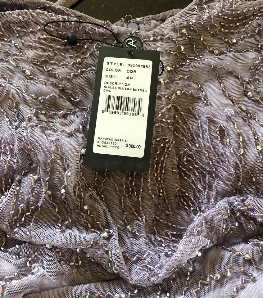 adrianna papell dress lavender purple size 4P beaded long gown formal party - Image 4 of 4